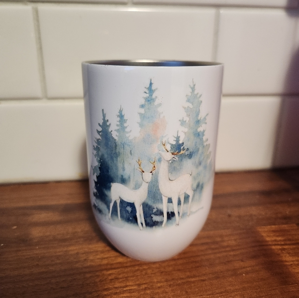 Watercolor Deer 12oz wine glass